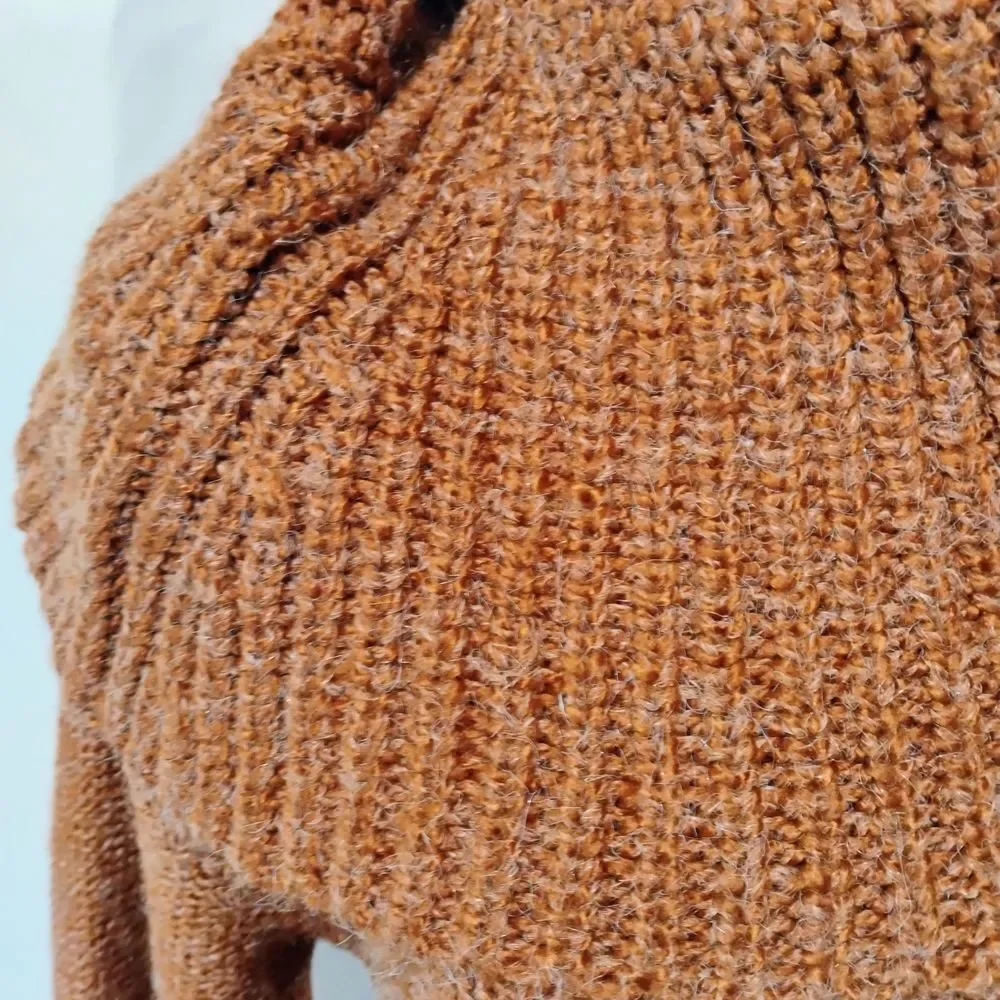 Mystree Brown Chunky Knit Cowl Neck‎ Sweater NWT Size S